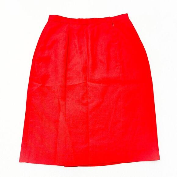 Alfred Sung Vintage Front Split Red Wool Pencil Skirt High Quality Size 6 NWOT - Picture 3 of 4